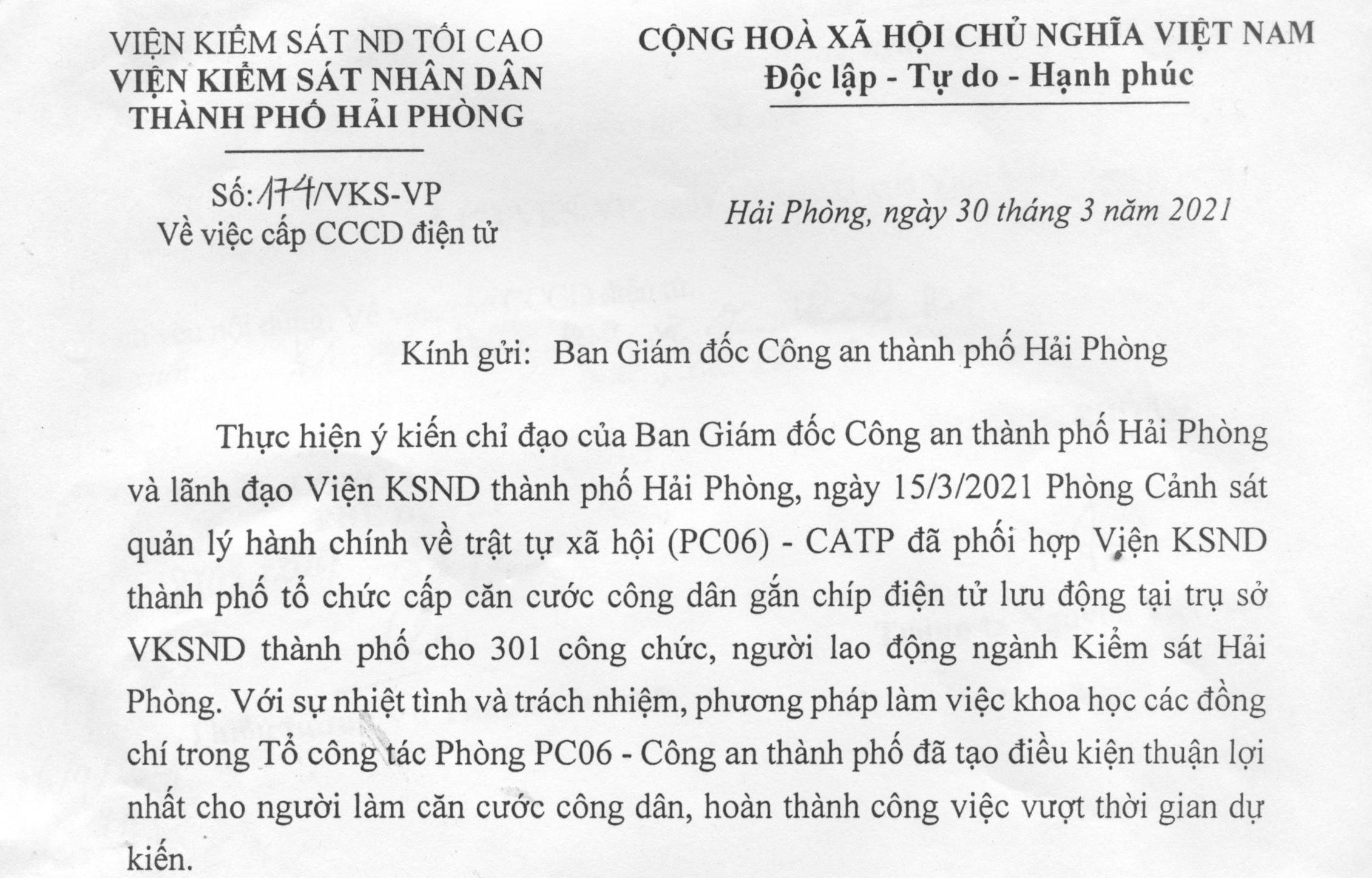 Toà án Nhân dân thành phố gửi thư cảm ơn